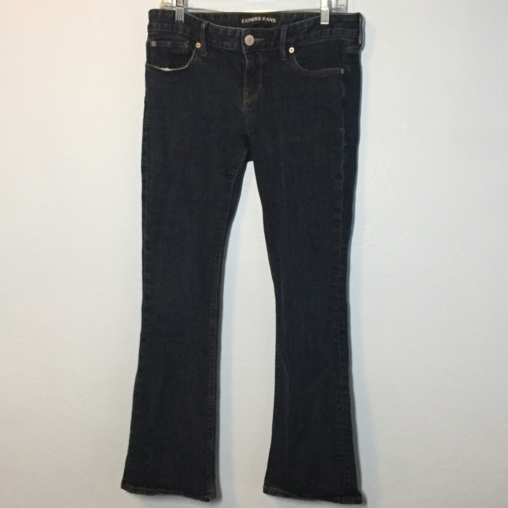 Express Dark Wash Low Rise Boot Cut Jeans